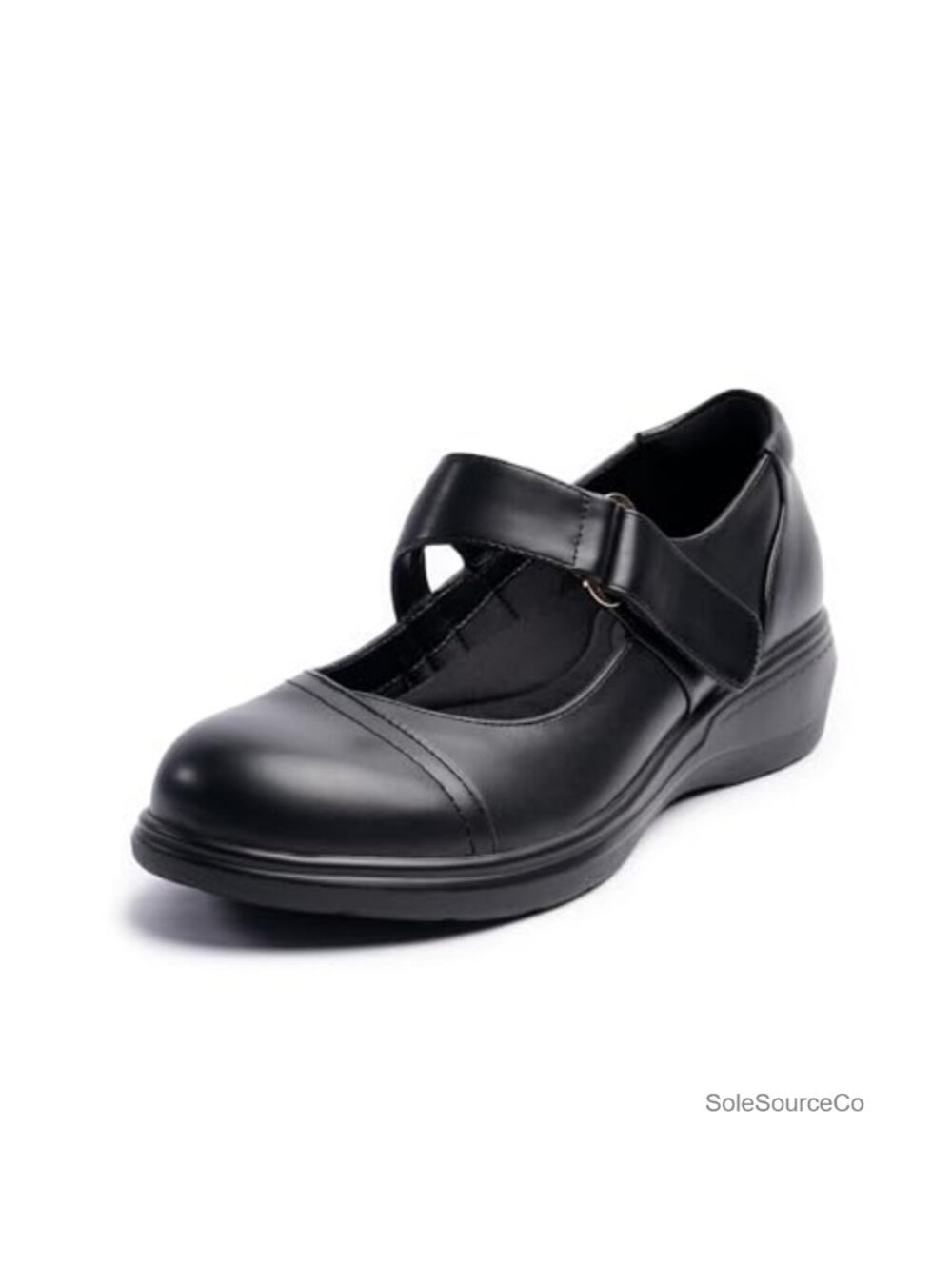 Women's Mary Jane Flats with Arch Support, Vegan PU Leather, Hook-and-Loop
